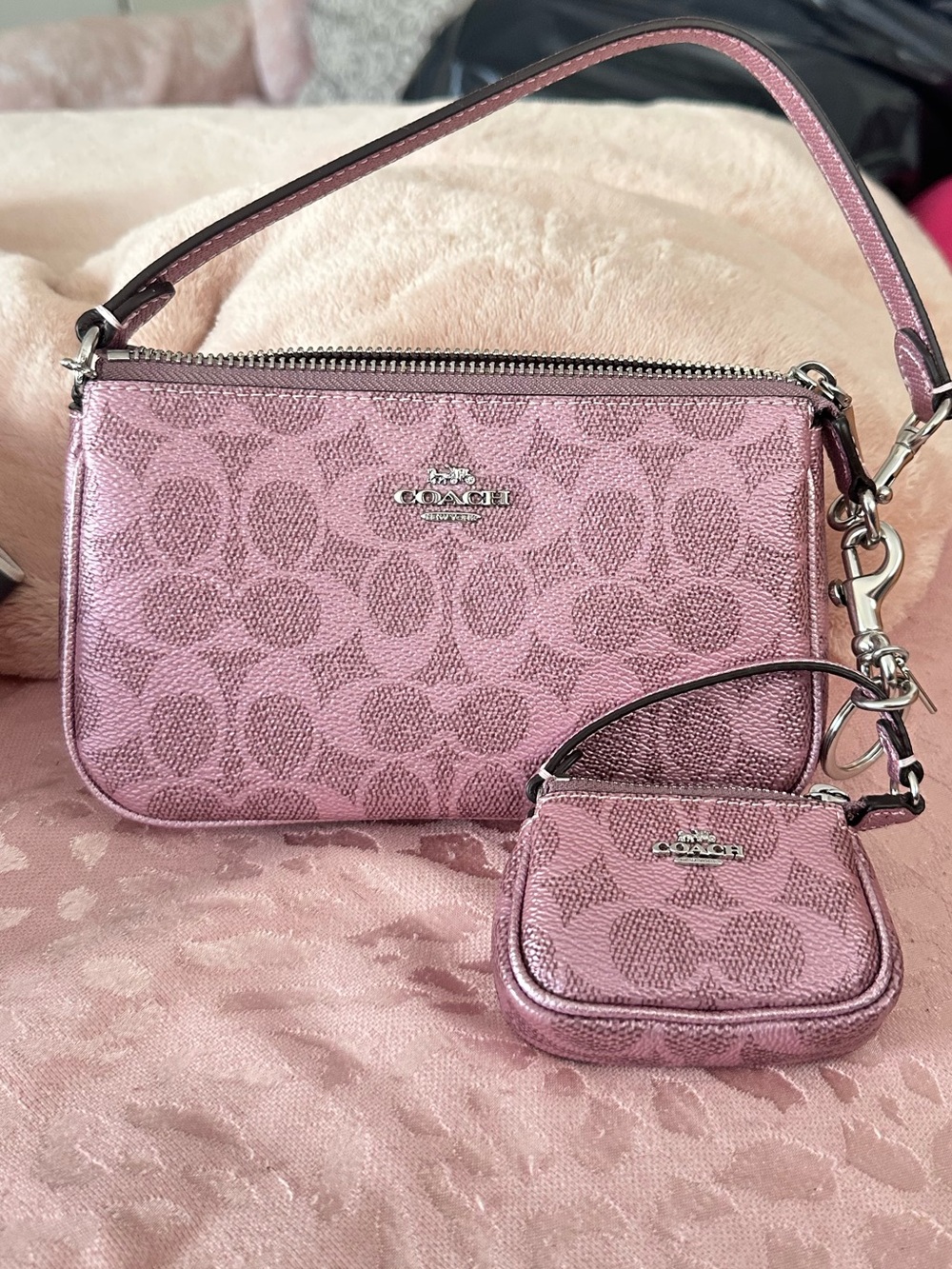 Pink Coach Nolita 19 bag + mini charm bag